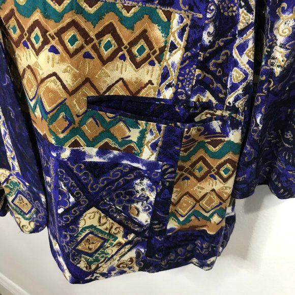 Vintage 90s Norton McNaughton Blazer Jacket Medium / 8 Purple Gold Long USA - Picture 5 of 10